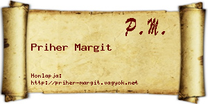 Priher Margit névjegykártya